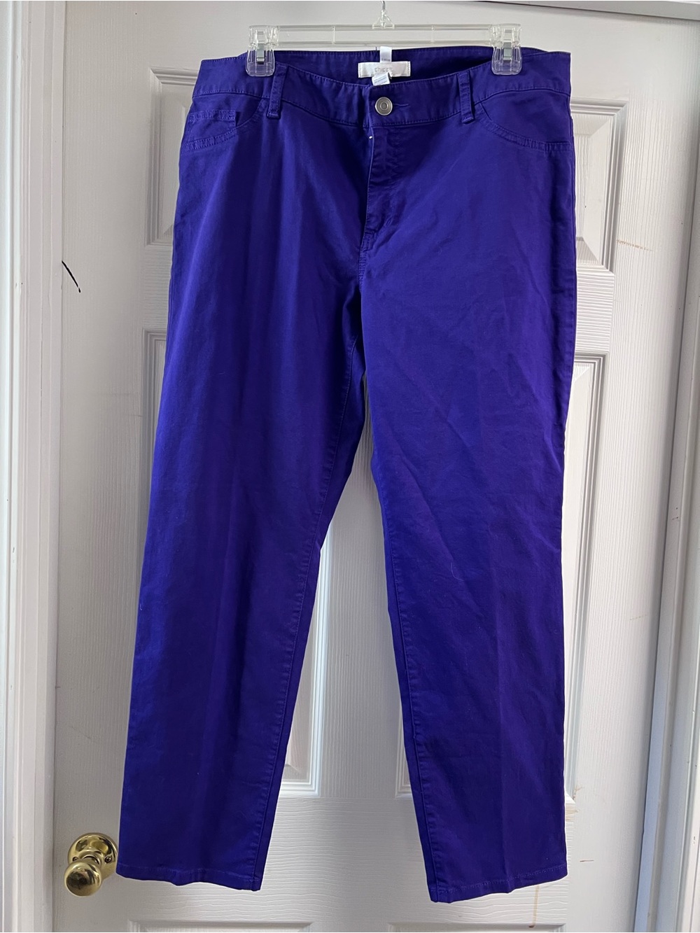 Chico's Vibrant Purple Slim Leg Ankle Pants Stretch Cotton Twill Size 1.5(10)